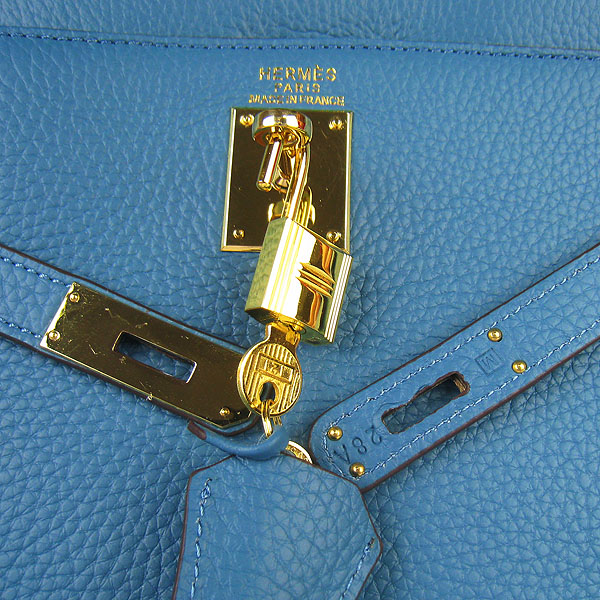 High Quality Hermes Kelly 35CM Togo Leather Bag Middle Blue 6308 - Click Image to Close